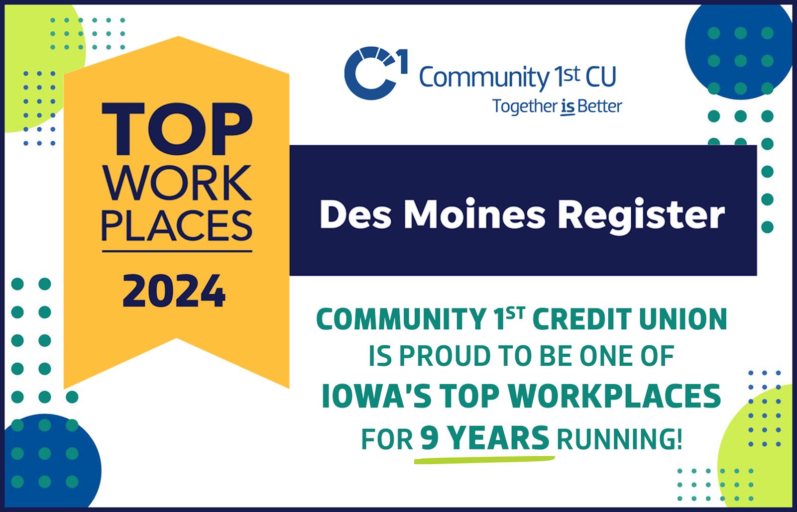 Community 1st Credit Union is a Top Workplace! - Community 1st Credit Union